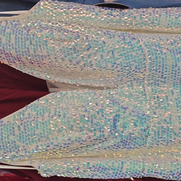 White Sequined Prom Dress - Picture 2 of 4